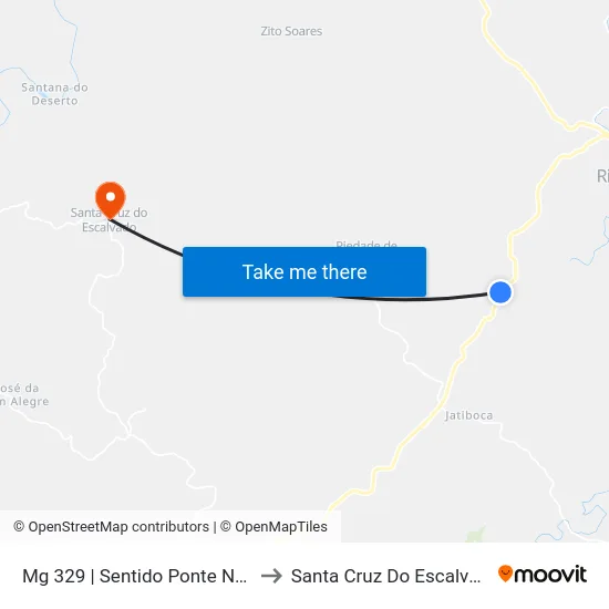Mg 329 | Sentido Ponte Nova to Santa Cruz Do Escalvado map