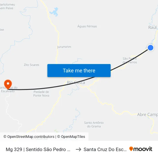 Mg 329 | Sentido São Pedro Dos Ferros to Santa Cruz Do Escalvado map