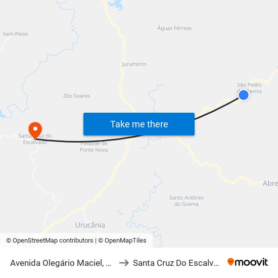 Avenida Olegário Maciel, 415 to Santa Cruz Do Escalvado map