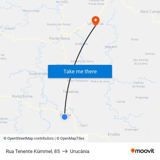 Rua Tenente Kümmel, 85 to Urucânia map