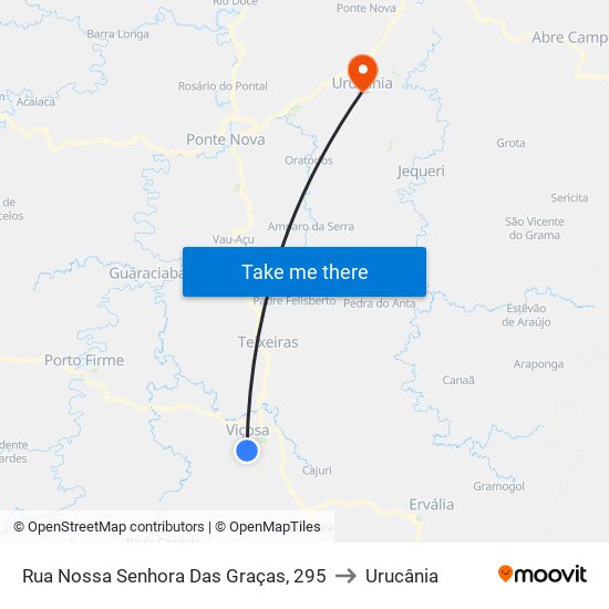 Rua Nossa Senhora Das Graças, 295 to Urucânia map