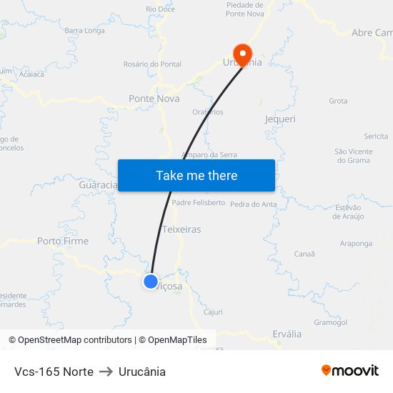 Vcs-165 Norte to Urucânia map