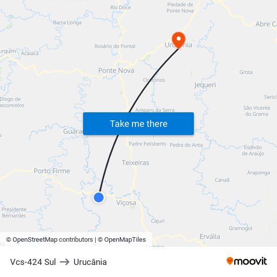 Vcs-424 Sul to Urucânia map