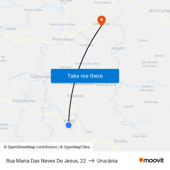 Rua Maria Das Neves De Jesus, 22 to Urucânia map