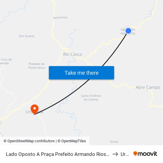 Lado Oposto A Praça Prefeito Armando Rios | São Pedro Dos Ferros Sentido Raul Soares to Urucânia map