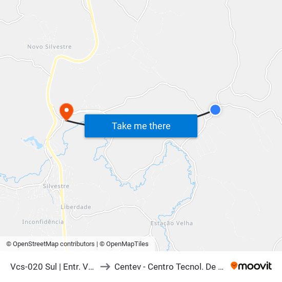Vcs-020 Sul | Entr. Vcs-215 Para Buieié to Centev - Centro Tecnol. De Des. Regional De Viçosa map