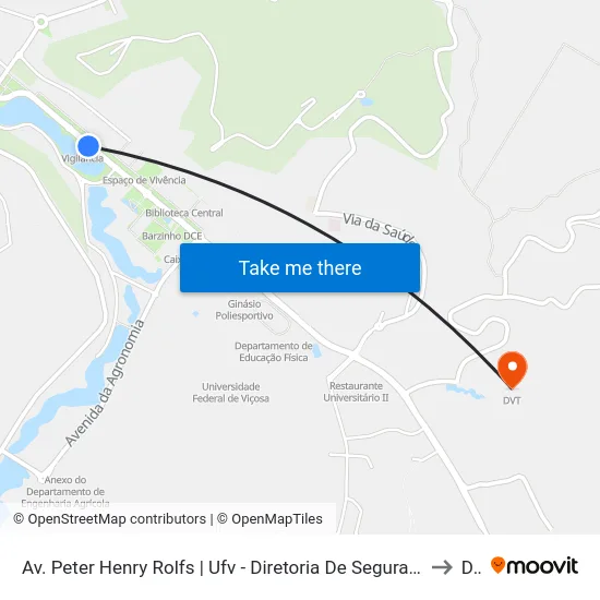 Av. Peter Henry Rolfs | Ufv - Diretoria De Segurança Patrimonial to Dvt map
