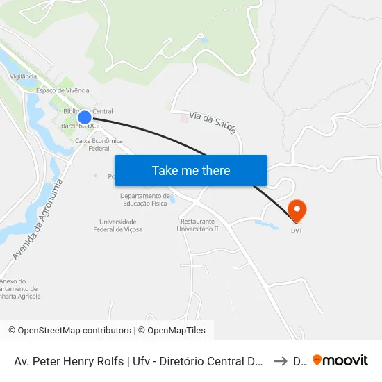 Av. Peter Henry Rolfs | Ufv - Diretório Central Dos Estudantes to Dvt map