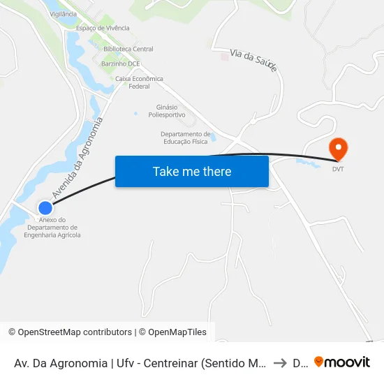 Av. Da Agronomia | Ufv - Centreinar (Sentido Mg-280) to Dvt map