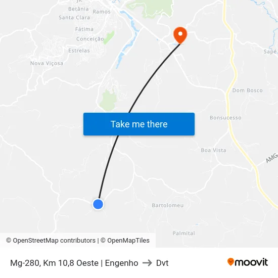 Mg-280, Km 10,8 Oeste | Engenho to Dvt map
