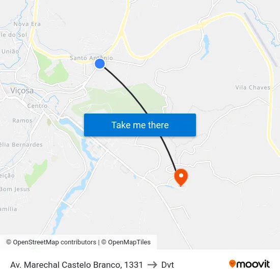 Av. Marechal Castelo Branco, 1331 to Dvt map