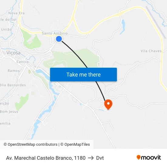 Av. Marechal Castelo Branco, 1180 to Dvt map