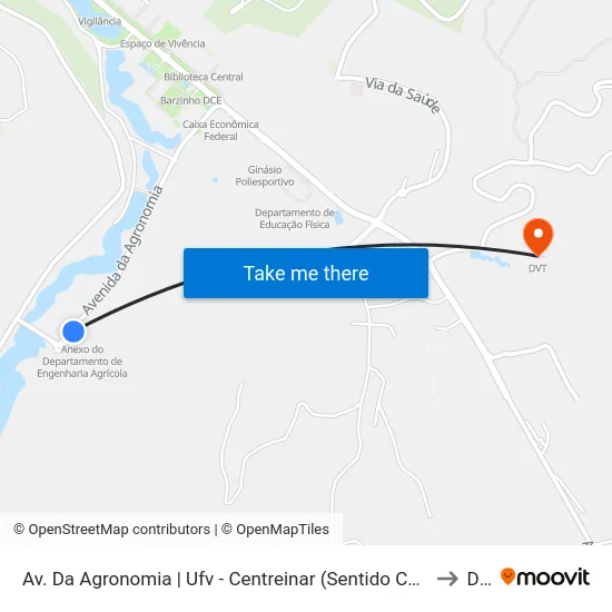 Av. Da Agronomia | Ufv - Centreinar (Sentido Campus) to Dvt map