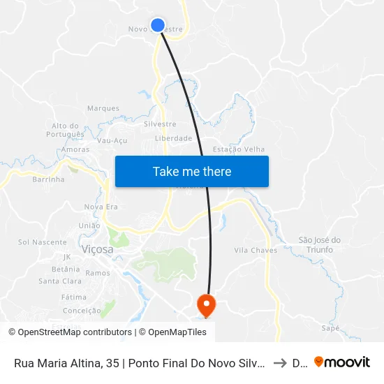 Rua Maria Altina, 35 | Ponto Final Do Novo Silvestre to Dvt map