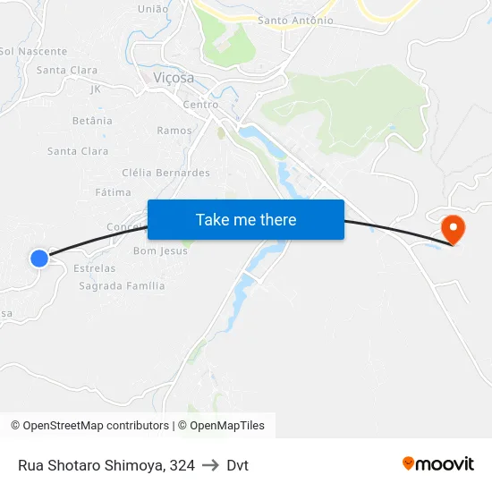Rua Shotaro Shimoya, 324 to Dvt map