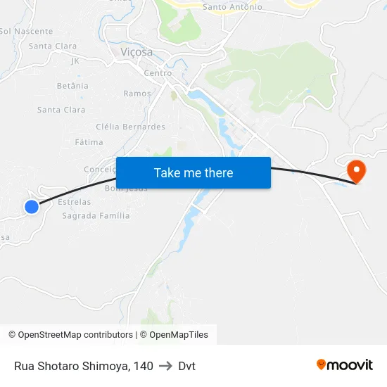 Rua Shotaro Shimoya, 140 to Dvt map