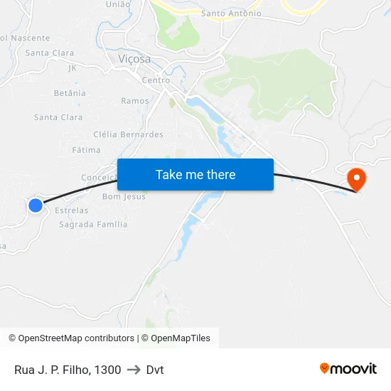 Rua J. P. Filho, 1300 to Dvt map