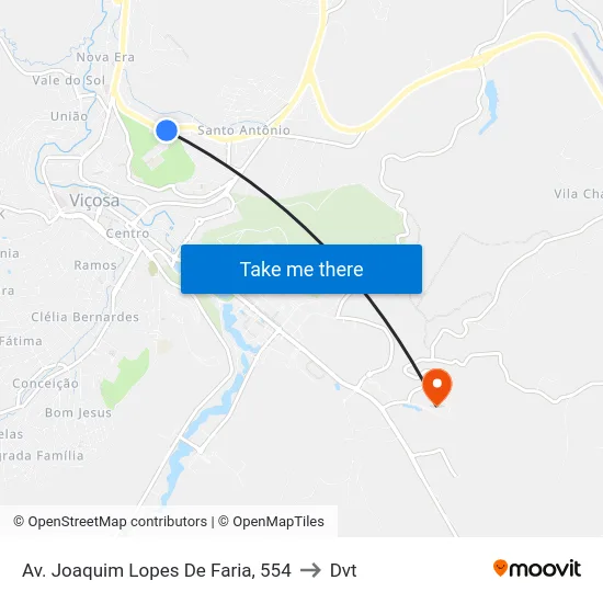 Av. Joaquim Lopes De Faria, 554 to Dvt map