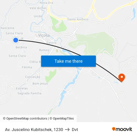 Av. Juscelino Kubitschek, 1230 to Dvt map