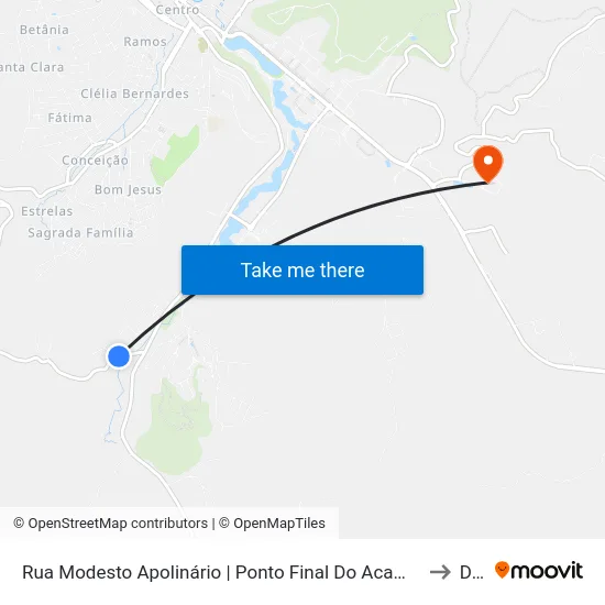 Rua Modesto Apolinário | Ponto Final Do Acamari to Dvt map
