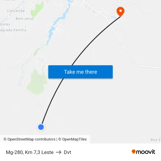 Mg-280, Km 7,3 Leste to Dvt map
