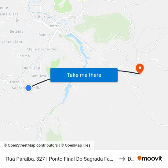 Rua Paraíba, 327 | Ponto Final Do Sagrada Família to Dvt map