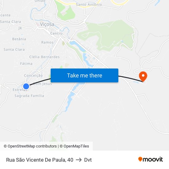 Rua São Vicente De Paula, 40 to Dvt map
