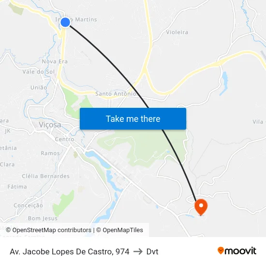 Av. Jacobe Lopes De Castro, 974 to Dvt map