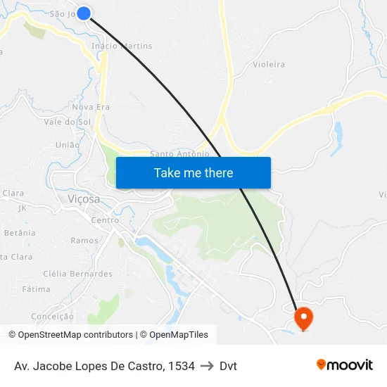 Av. Jacobe Lopes De Castro, 1534 to Dvt map