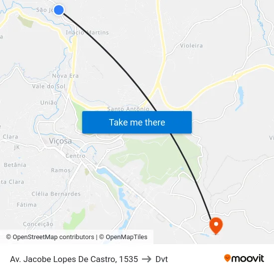 Av. Jacobe Lopes De Castro, 1535 to Dvt map