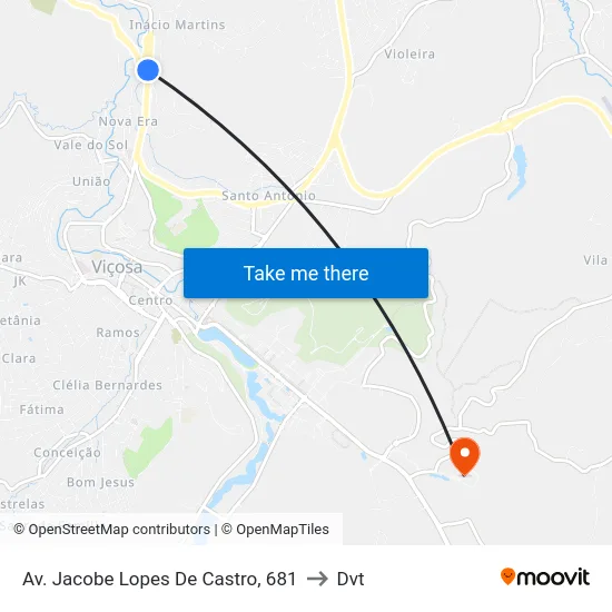 Av. Jacobe Lopes De Castro, 681 to Dvt map