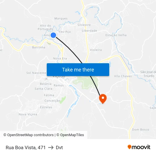 Rua Boa Vista, 471 to Dvt map
