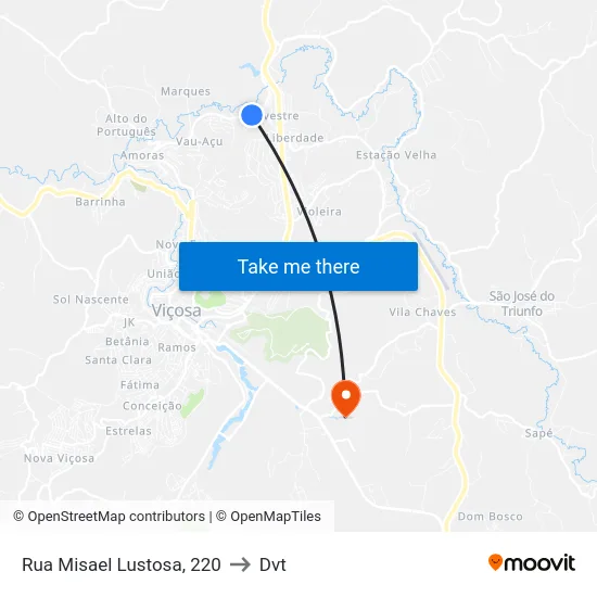 Rua Misael Lustosa, 220 to Dvt map