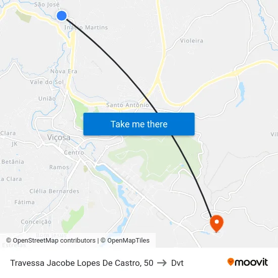 Travessa Jacobe Lopes De Castro, 50 to Dvt map