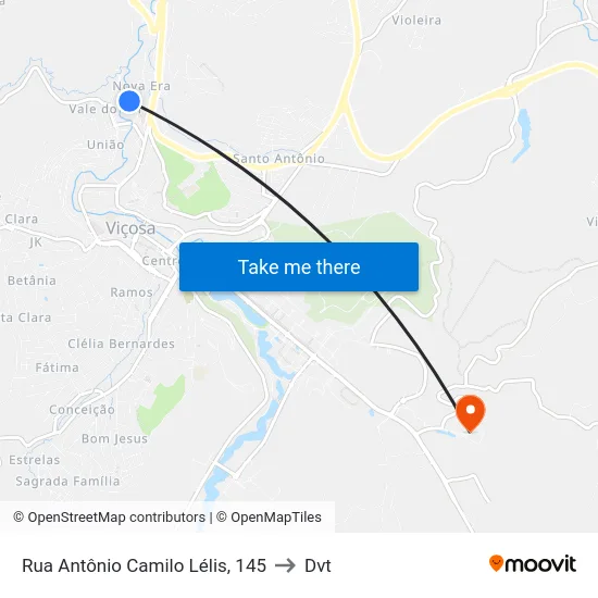 Rua Antônio Camilo Lélis, 145 to Dvt map