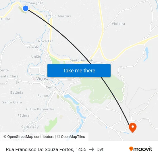 Rua Francisco De Souza Fortes, 1455 to Dvt map