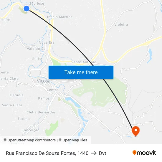 Rua Francisco De Souza Fortes, 1440 to Dvt map