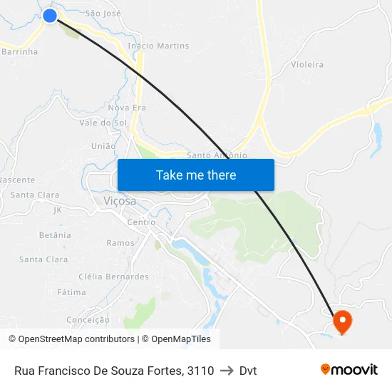 Rua Francisco De Souza Fortes, 3110 to Dvt map