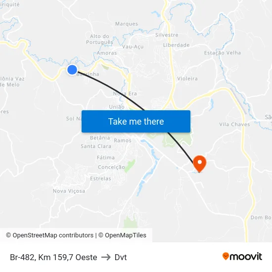Br-482, Km 159,7 Oeste to Dvt map