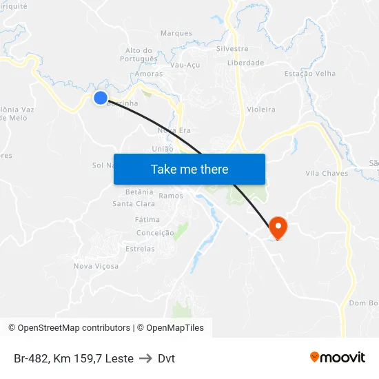 Br-482, Km 159,7 Leste to Dvt map