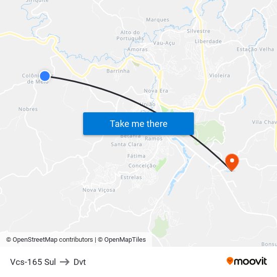 Vcs-165 Sul to Dvt map