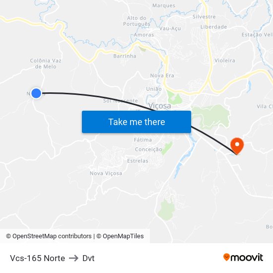 Vcs-165 Norte to Dvt map