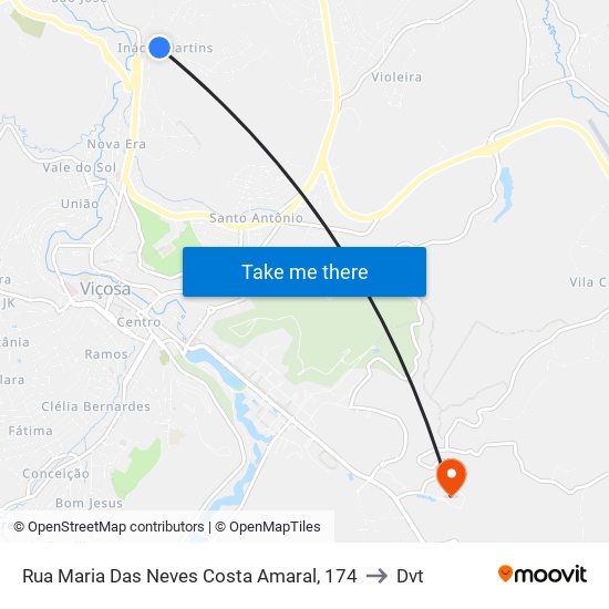 Rua Maria Das Neves Costa Amaral, 174 to Dvt map