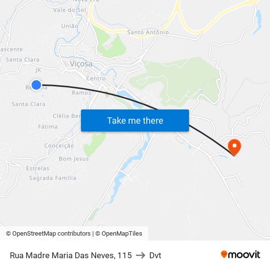 Rua Madre Maria Das Neves, 115 to Dvt map