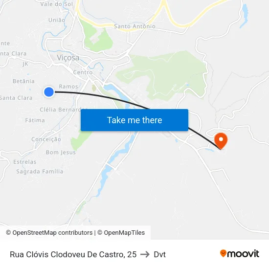 Rua Clóvis Clodoveu De Castro, 25 to Dvt map