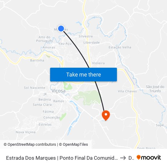 Estrada Dos Marques | Ponto Final Da Comunidade Dos Marques to Dvt map