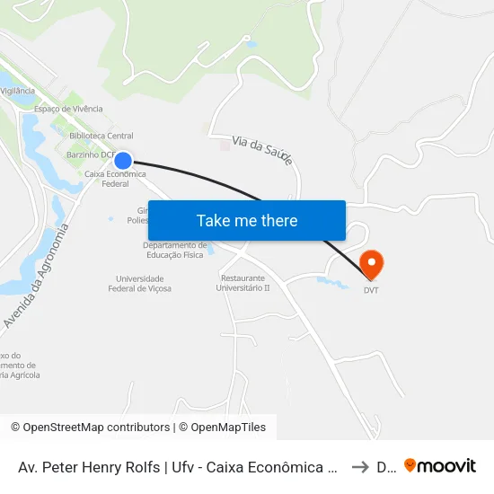 Av. Peter Henry Rolfs | Ufv - Caixa Econômica Federal to Dvt map