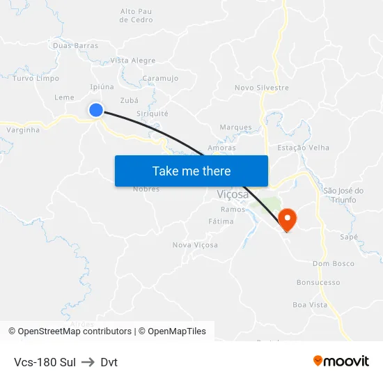Vcs-180 Sul to Dvt map