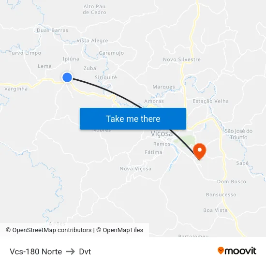 Vcs-180 Norte to Dvt map