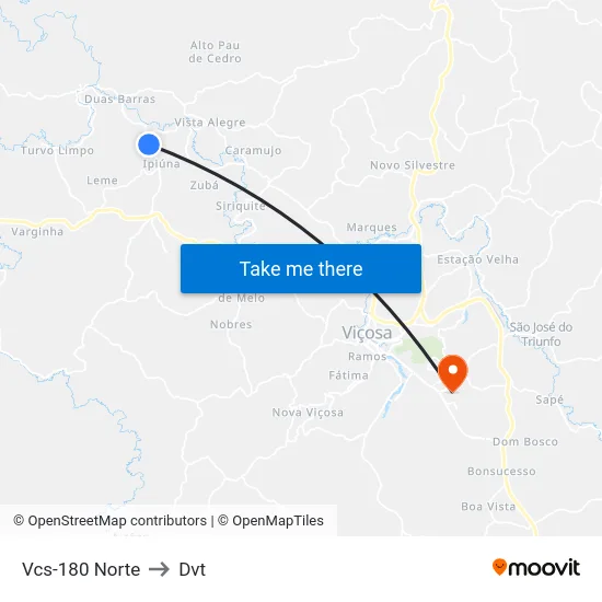 Vcs-180 Norte to Dvt map